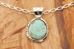 Genuine Number 8 Mine Turquoise Sterling Silver Pendant